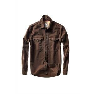 NEW RELWEN men's utility long sleeve workshirt in coffee moleskin